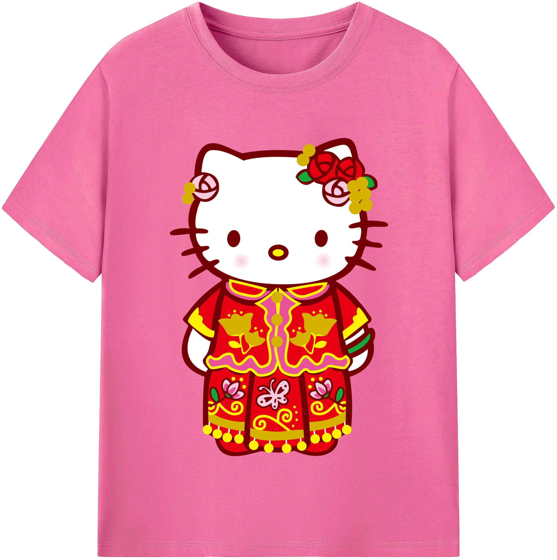 （画像用） Hello Kitty ハローキティ レディースカジュアルプリントTシャツ（綿100％）